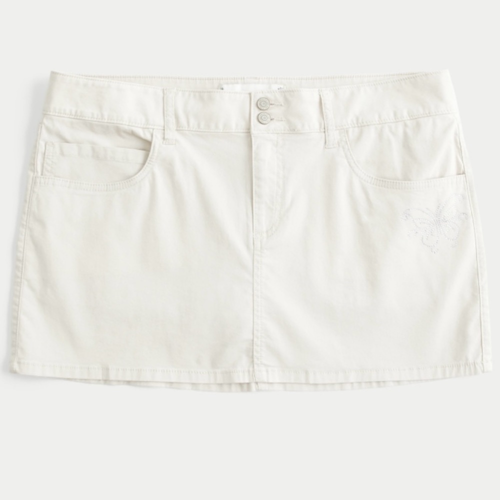 Hollister Low-Rise Shine Butterfly Twill Mini Skort/skirt size 12